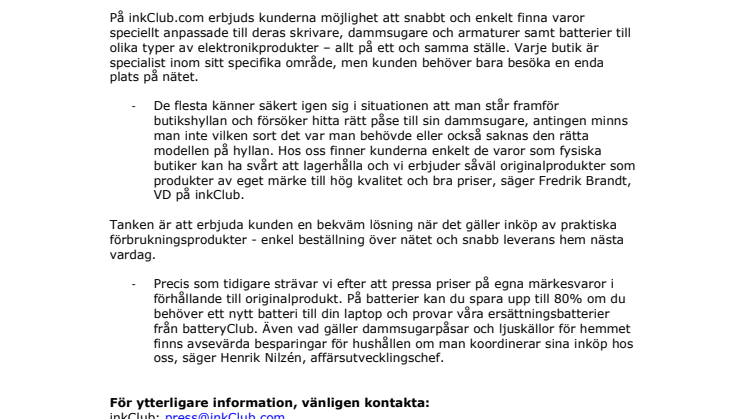 inkClub samlar fyra specialistbutiker på ett ställe
