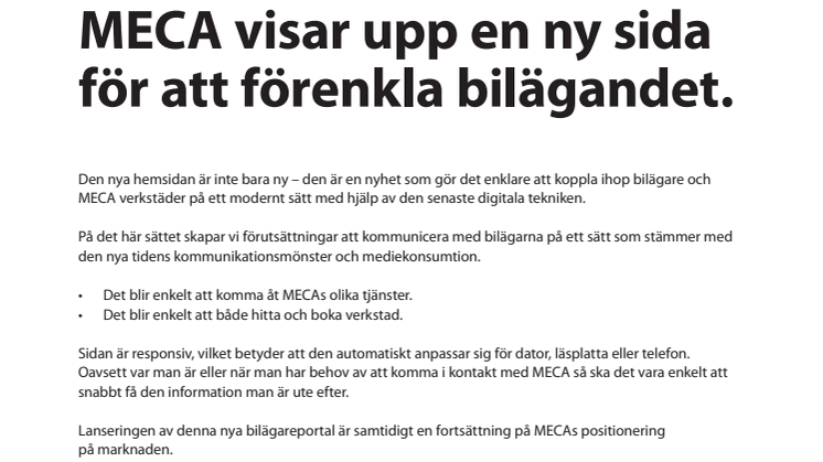 MECA visar upp en ny sida för att förenkla bilägandet