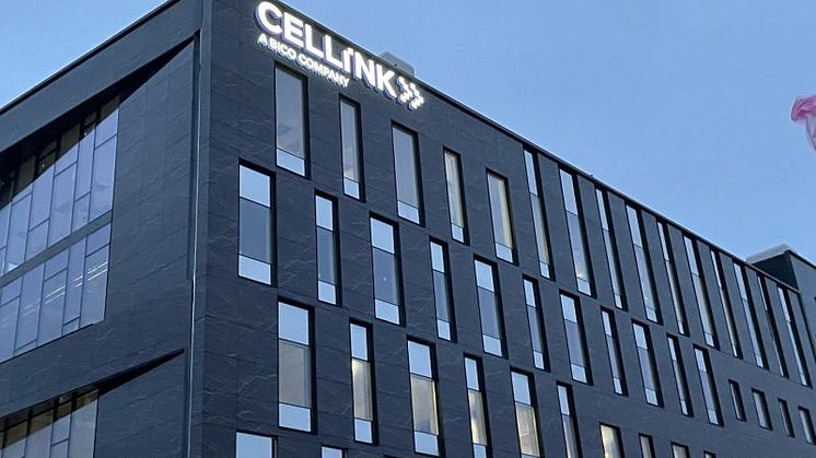 Skylten utanför CELLINKs byggnad i Kallebäcks terasser