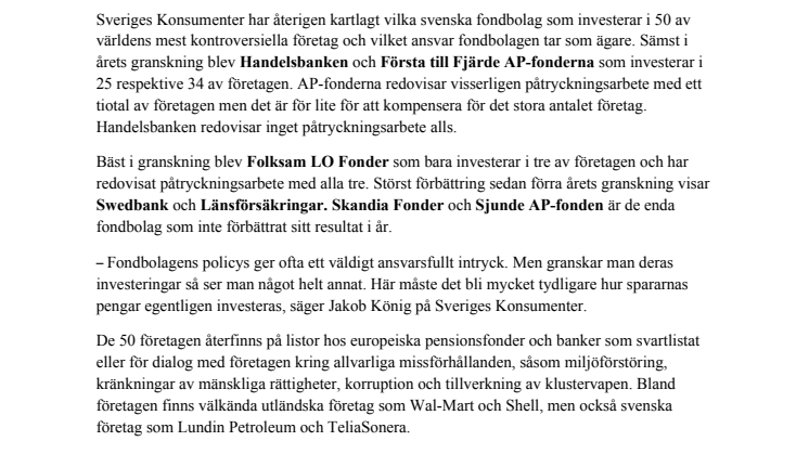 Många kontroversiella företag i svenska sparfonder