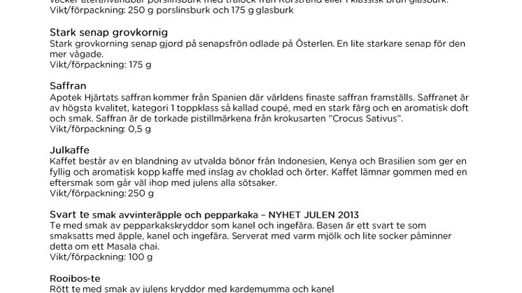 Fakta om Apotek Hjärtats goda julprodukter