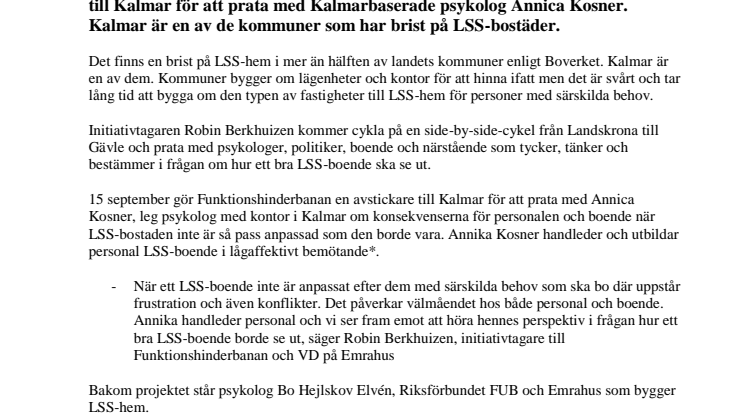 80 mils cykelturné stannar i Kalmar för fler och bättre LSS-bostäder
