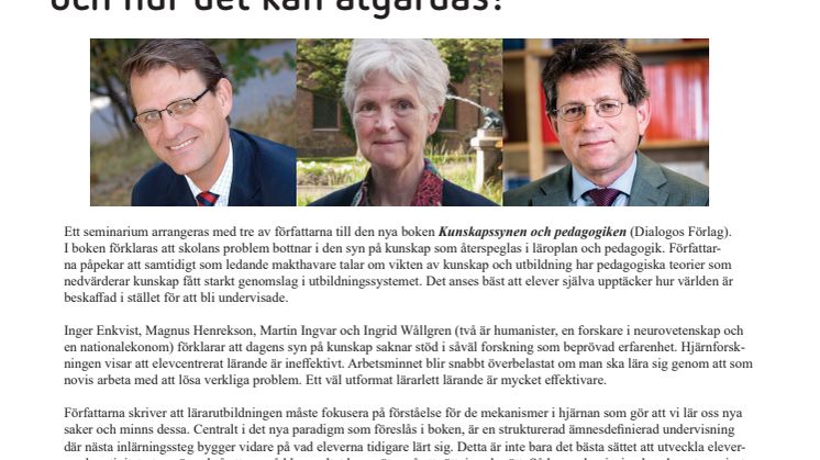 Frukostseminarium: Kunskapssynen och pedagogiken