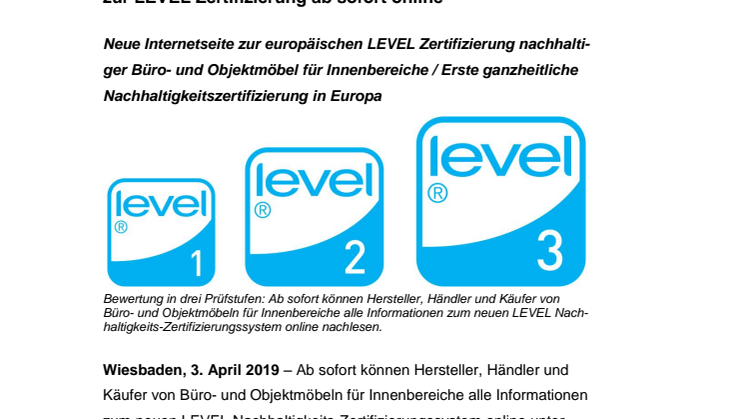 Erster ganzheitlicher Nachhaltigkeitsstandard für europäische Büro- und Objektmöbel – Alle Informationen zur LEVEL Zertifizierung ab sofort online