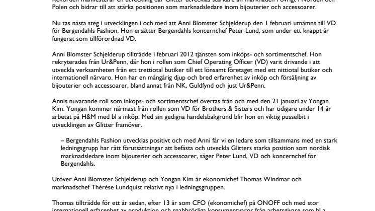 Ny VD stärker Glitters position