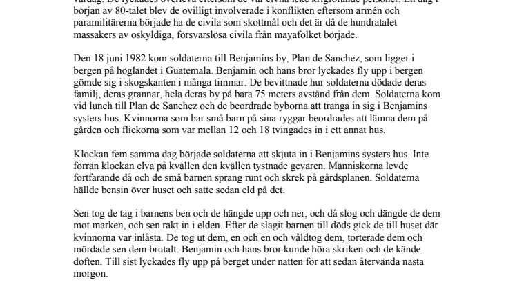 Bakgrundsinformation om pristagaren Benjamín Manuel Jerónimo Edelstampriset 2014