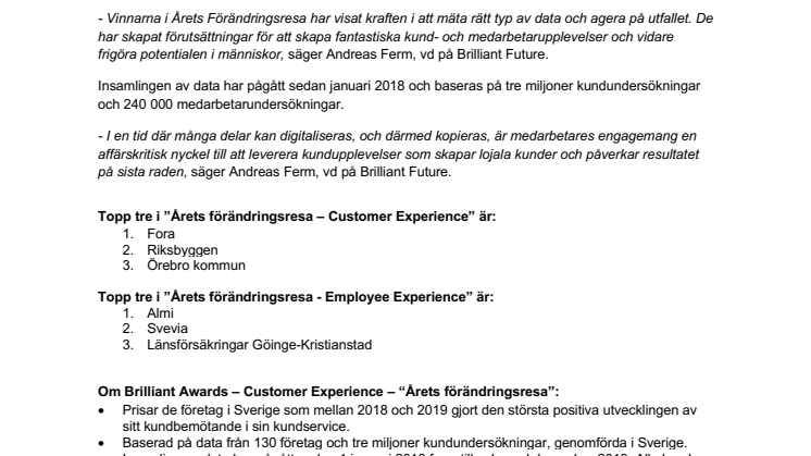 Organisationerna som skapat förändringar i sina verksamheter genom data