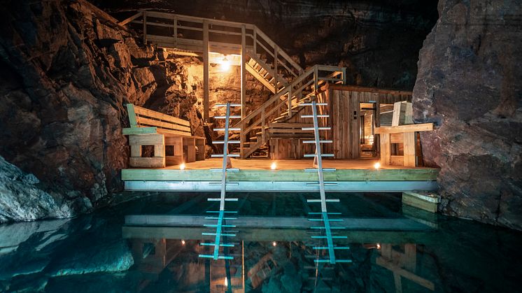 The new sauna is located 80 meters underground in the Adventure Mine in Dalarna, Sweden.