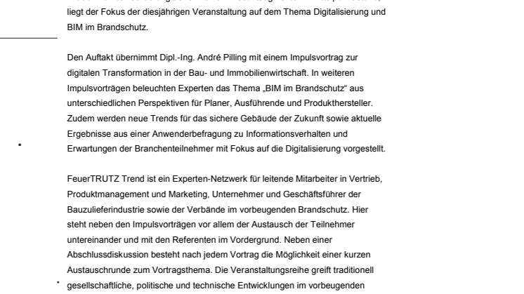 FeuerTRUTZ Trend 2018 – Digitalisierung und BIM im Brandschutz