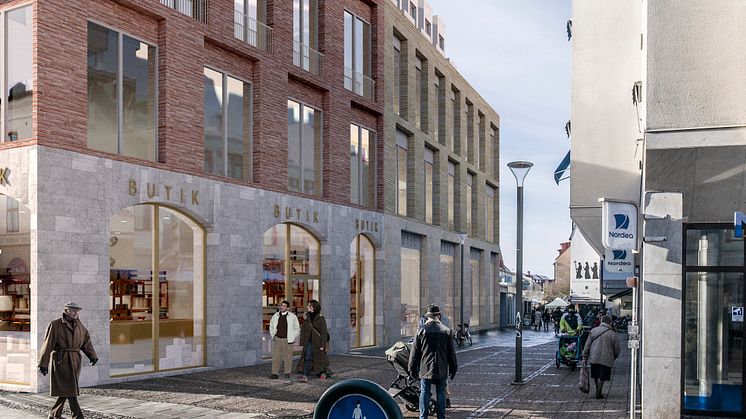 En tidig skiss på hur det nya kvarteret kan bli. Bild: FOJAB på uppdrag av Granitor. 