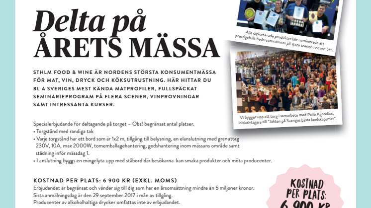 Husmansbord Sthlm Food & Wine-inbjudan