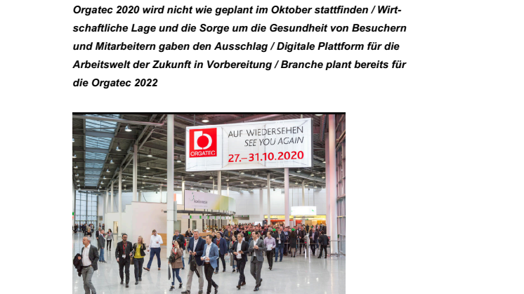 Absage der Orgatec 2020 – Themen bleiben auf der Agenda