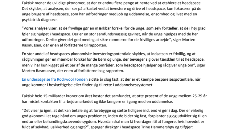 Frivillig rådgivning sparer samfundet for millioner