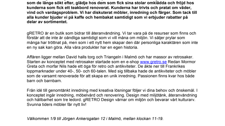 Retrobutiken – gRETRO – firar 1 år 