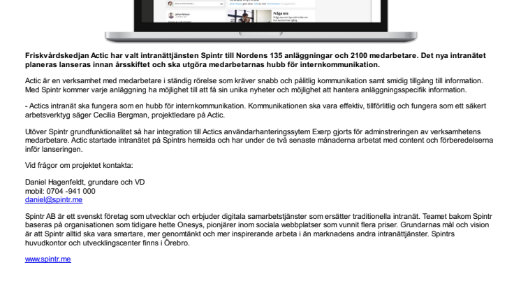 Actic väljer intranättjänsten Spintr