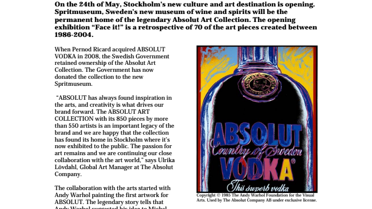 The Absolut Art Collection finds a home in Stockholm