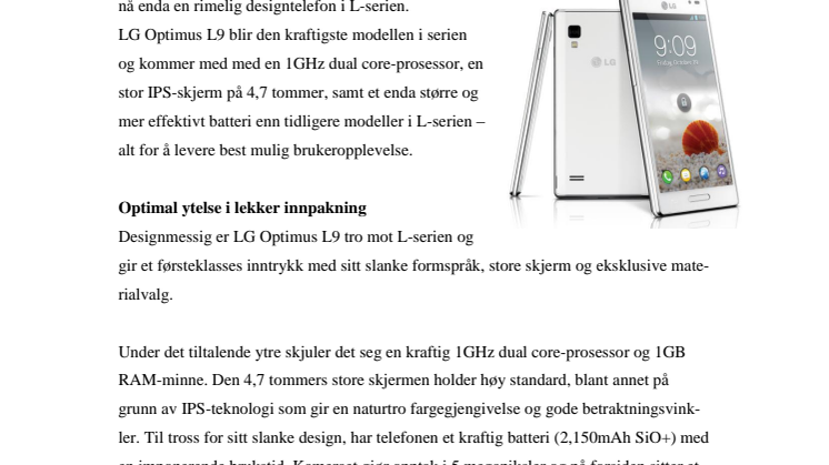 LG OPTIMUS L9 –  EN PERFEKT BLANDING AV DESIGN, PRIS OG YTELSE  