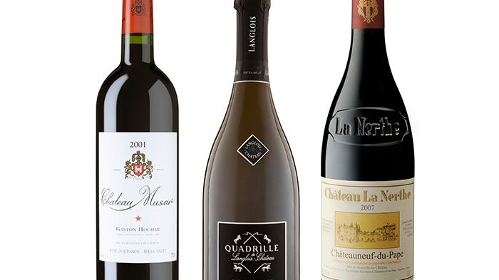 Château La Nerthe Rouge 2007, Quadrille de Langlois Extra Brut 2012 & Chateau Musar 2001