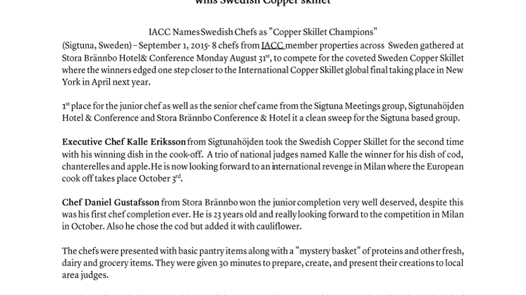 Sigtuna Meetings i topp på svenska Copper skillet