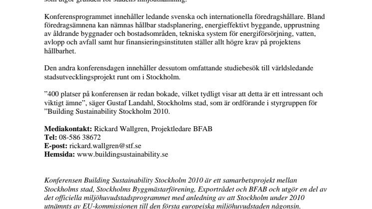 Internationell konferens om hållbart stadsbyggande 