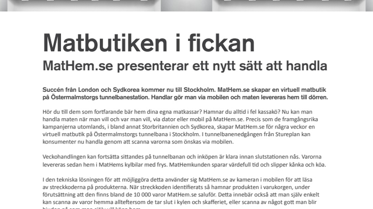 Matbutiken i fickan - MatHem.se presenterar ett nytt sätt att handla
