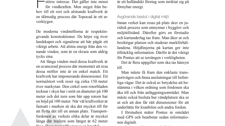 Vindkraft projekteras med hjälp av Topocad