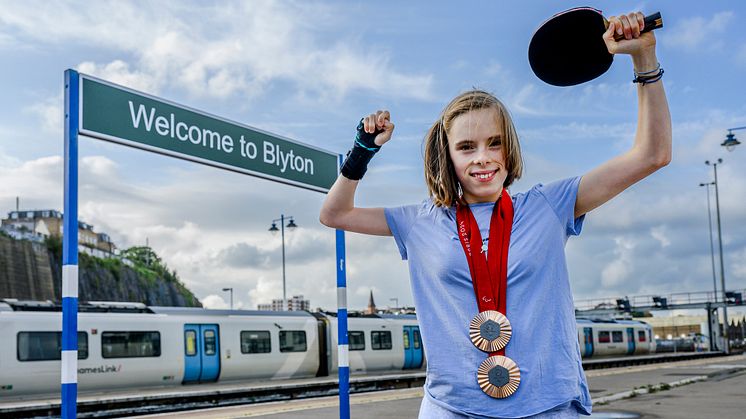 Passengers arriving at the station will be greeted by the new "Welcome to Blyton" sign, celebrating Twomey’s historic achievement
