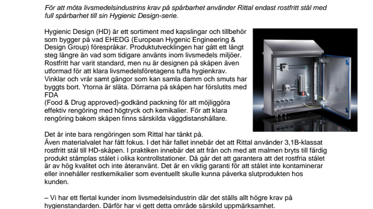 Rittal möter krav på spårbarhet