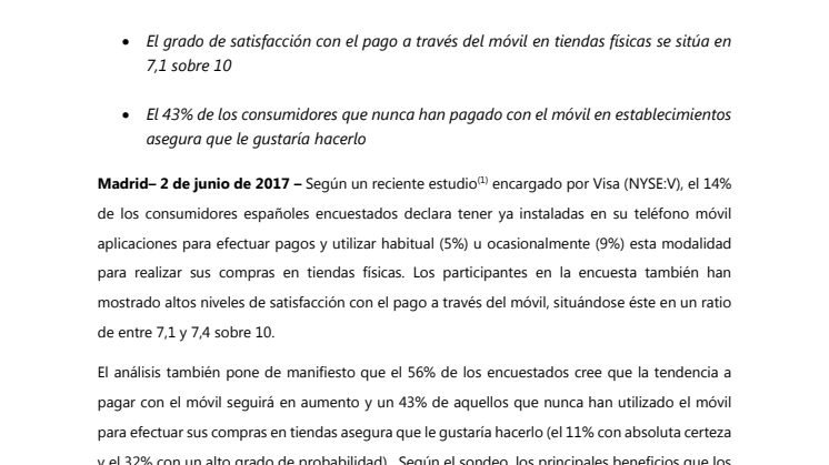 El 14% de los consumidores ya utiliza el teléfono móvil para pagar sus compras en tiendas