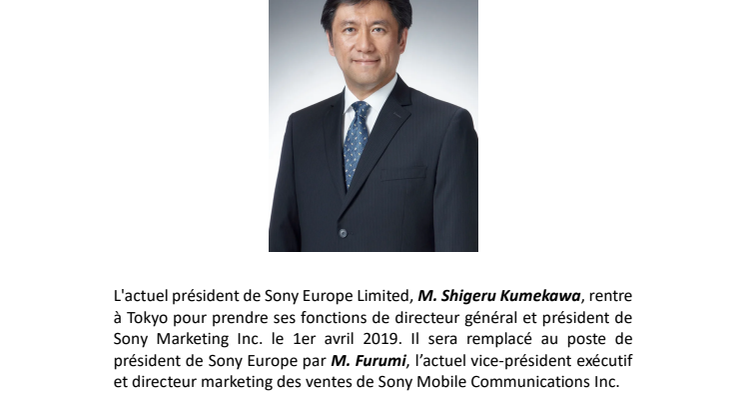 Sony Europe nomme son  nouveau président