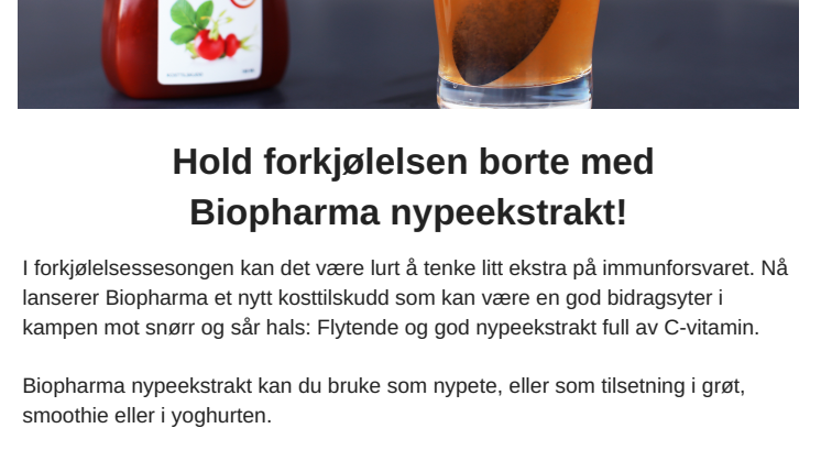 NYHET: Biopharma nypeekstrakt i kampen mot snørr og sår hals! 