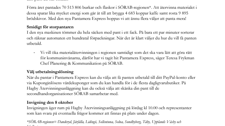 ​Nu kan du storpanta på Hagby Återvinningsanläggning