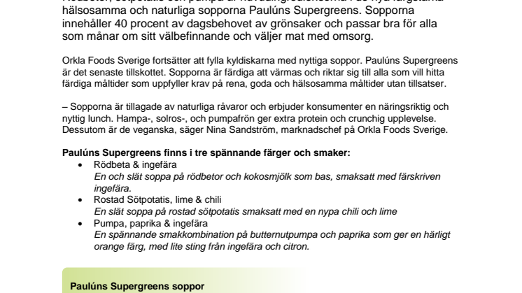 Paulúns Supergreens – färgstarka soppor laddade med supergrönsaker