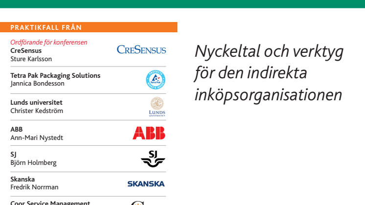 Inköp av indirekt material och tjänster, Stockholm 27-28 september