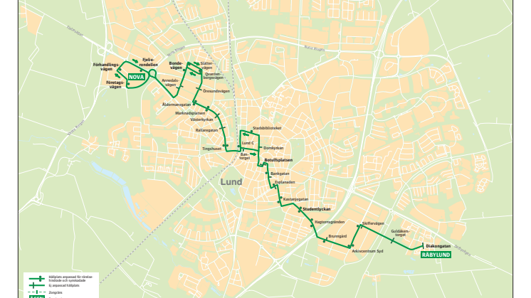 Ny tidtabell och linjesträckning - stadsbuss linje 5 i Lund - giltig från 150816