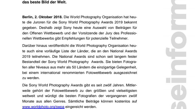 Die Jury für die Sony World Photography Awards 2019 steht