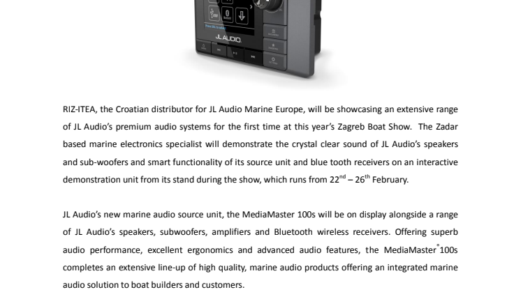 JL Audio Marine Europe: Croatia Debut for JL Audio at the 26th International Zagreb Boat Show