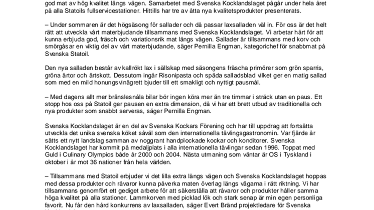 Statoil och Svenska Kocklandslaget lanserar ny laxsallad