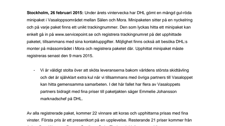 Nu startar Paketjakten mellan Sälen och Mora