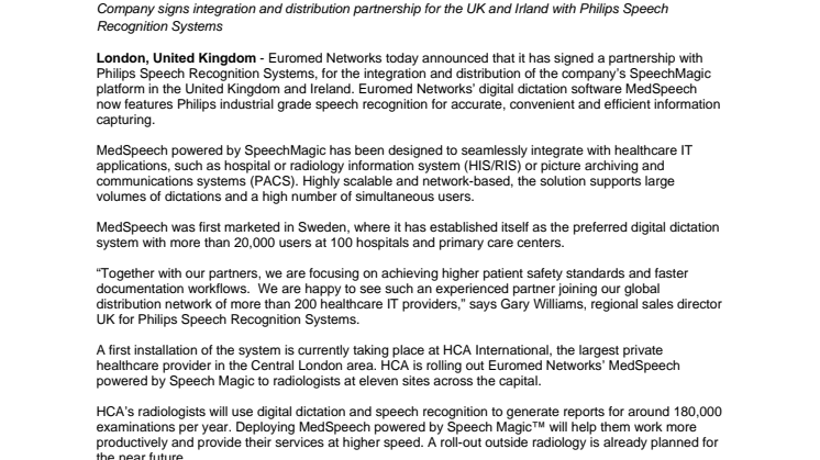 Euromed integrerar SpeechMagic för korrekt, lättanvänd och effektiv fångst av medicinsk information