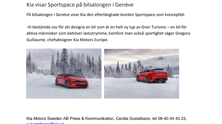 Kia visar Sportspace på bilsalongen i Genève