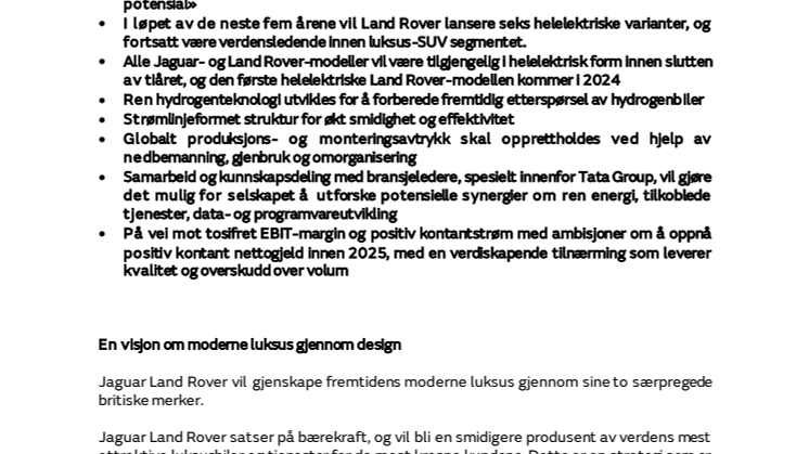Jaguar Land Rover gjenskaper fremtidens moderne luksus gjennom design