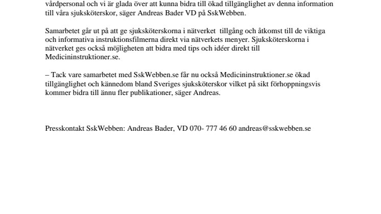 Medicininstruktioner till Sjuksköterskor via SskWebben