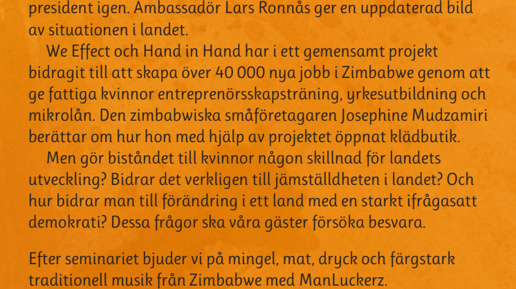 Inbjudan: Finns Zimbabwes framtid i Josephines klädbutik?