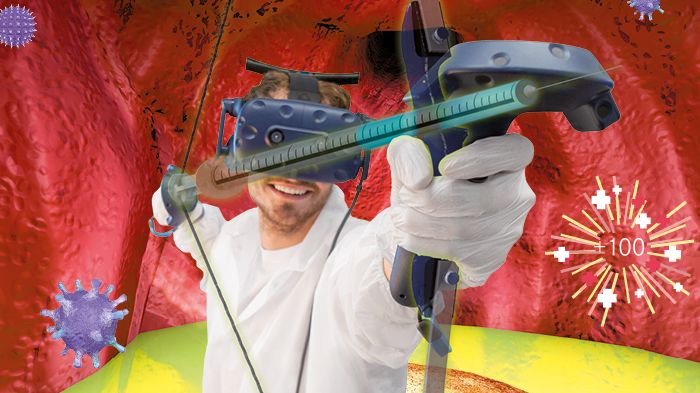 Information und Unterhaltung: Das VR-Spiel der apoBank mit Fachbezug für Heilberufler. Foto: apoBank