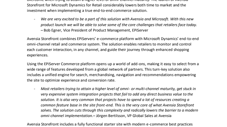 Avensia partners with Microsoft and solves the omni-channel commerce puzzle 