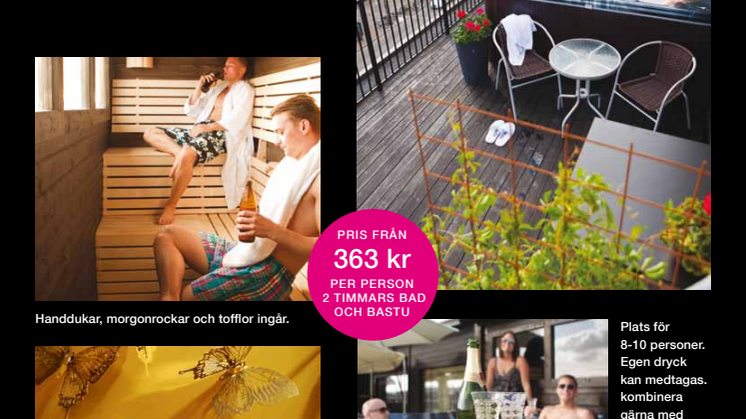 Jacuzzi & Bastu på takterrassen - Infoblad