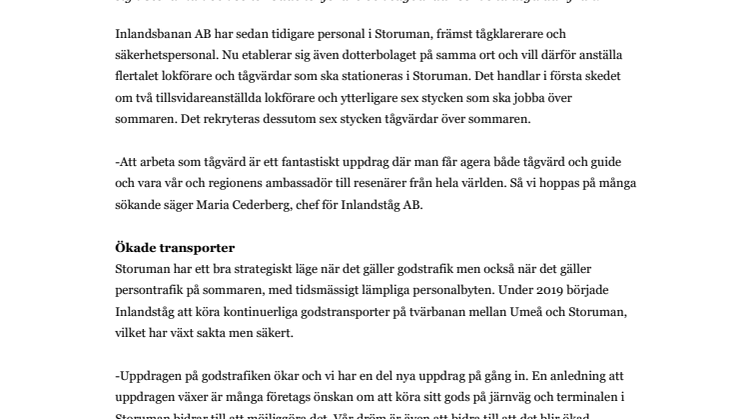 Flera nya jobb till Storuman 