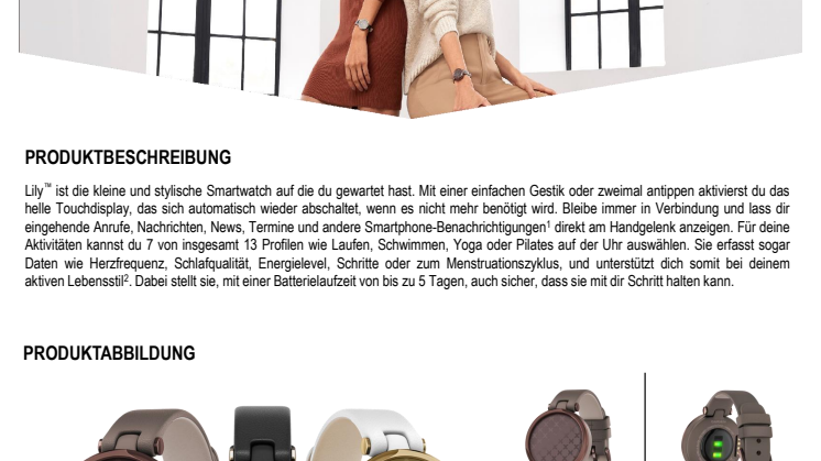 Datenblatt Garmin Lily Classic