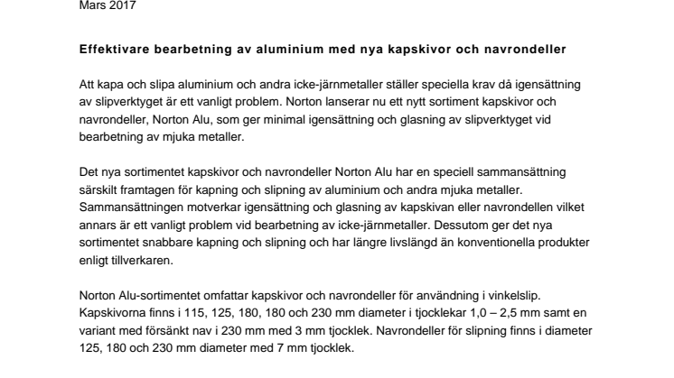 Effektivare bearbetning av aluminium med nya kapskivor och navrondeller